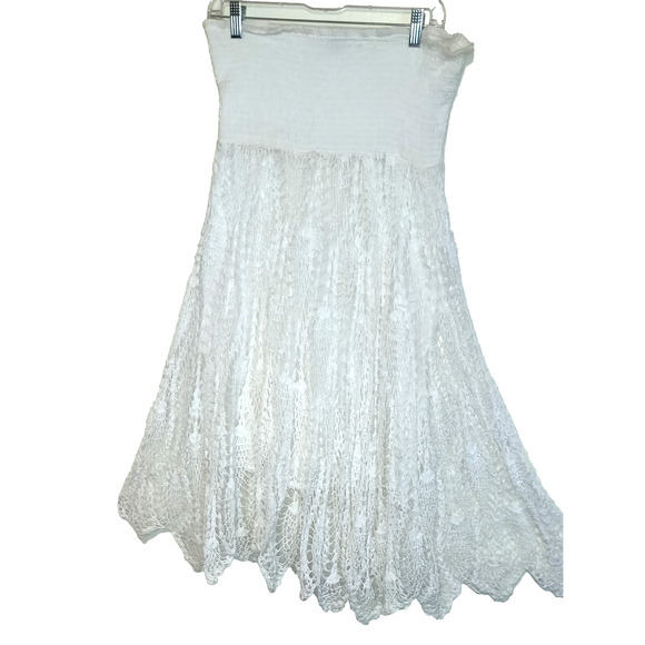 Raviya White Crocheted Skirt Dress Sz M Bohemian Beautiful Crochet Lined Medium - Picture 1 of 16